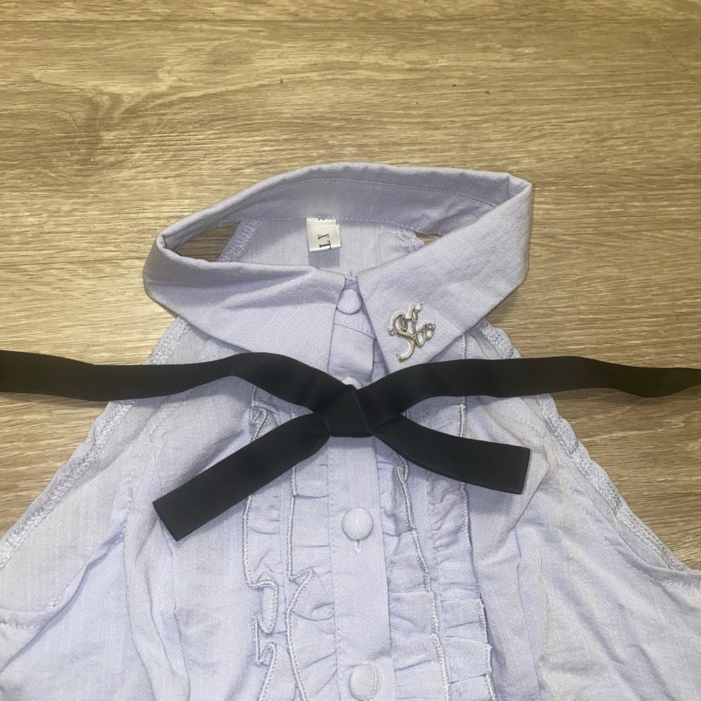 Light Blue Ruffled Sleeveless Sweater - Picture 3 of 3